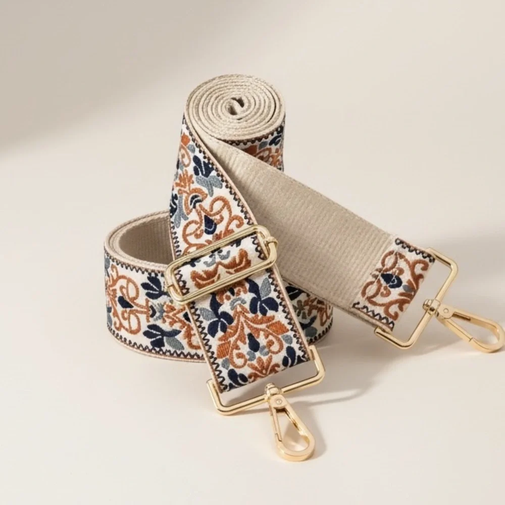 Embroidered Adjustable Shoulder Strap – 1.97” Boho Chic Crossbody Strap